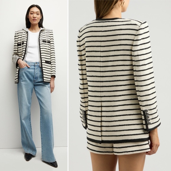 Veronica Beard Foster Dickey Jacket Black Ivory Size 10 - Picture 4 of 17